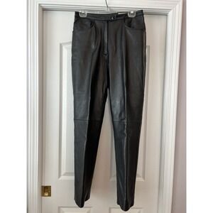 Black Straight Leg Leather Pants
